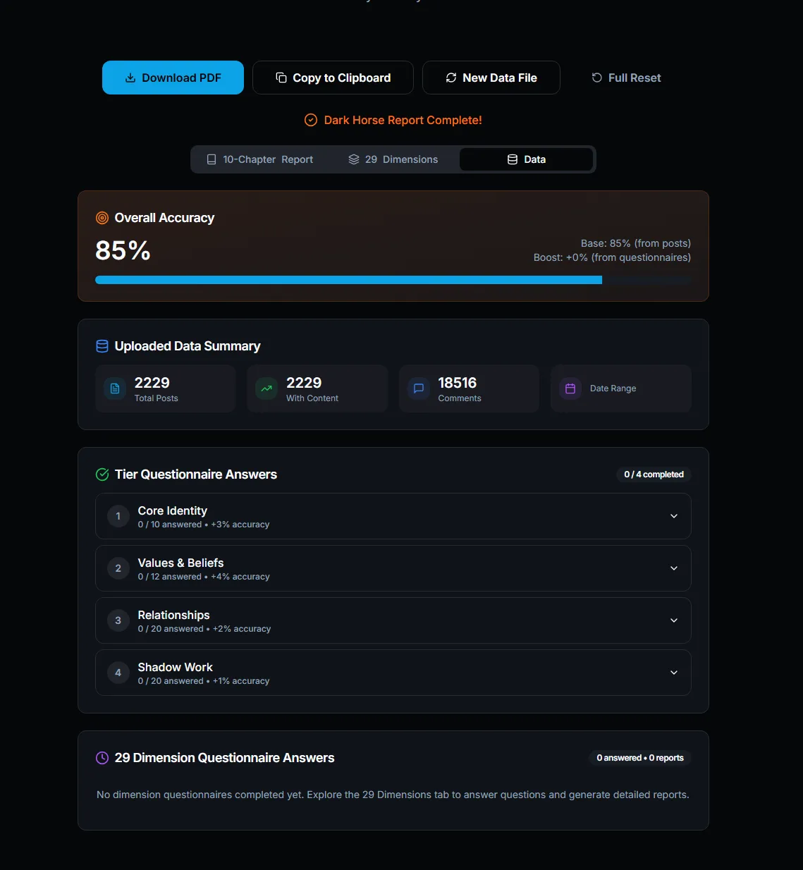 Dark Horse OS Data & Accuracy Interface