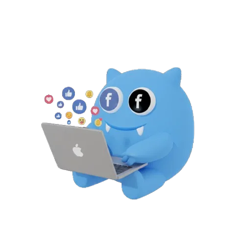 Engagement Monster working at laptop generating engagement
