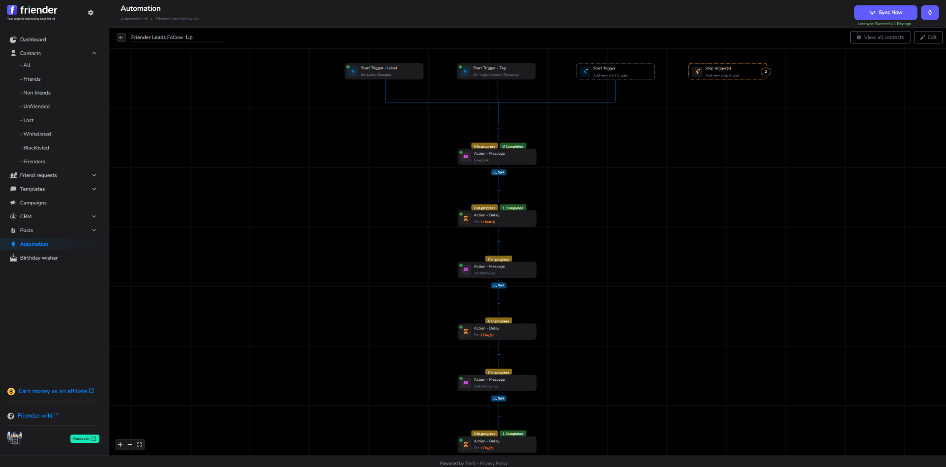 Friender visual automation workflow builder