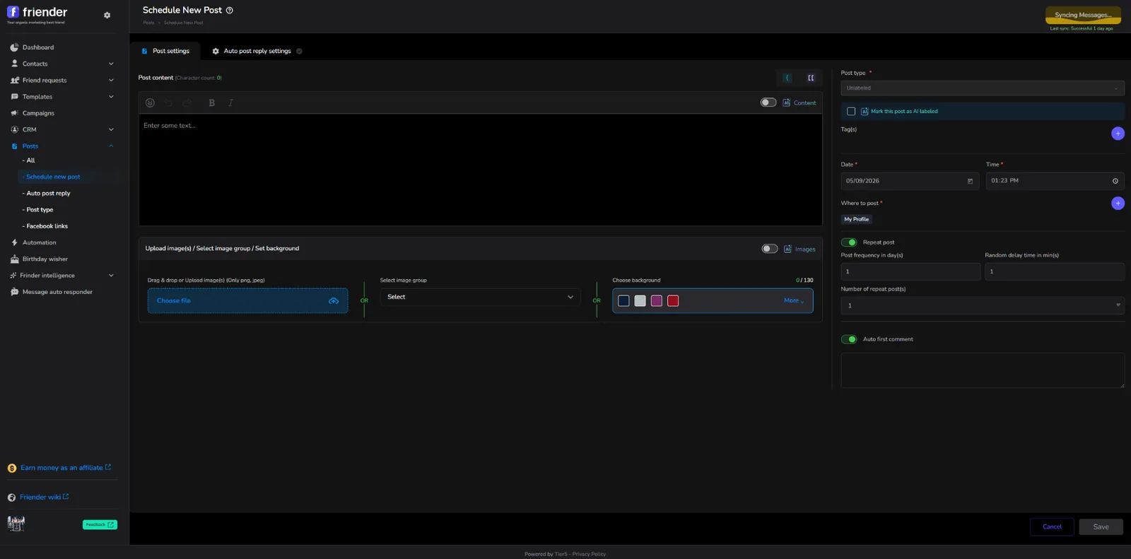 Repeat post toggle